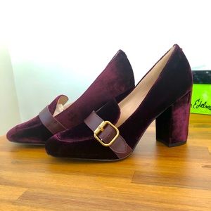 Sam Edelman Velvet block heel pumps in Wine, New in box